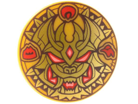 LEGO Ninjago Pearl Gold Shield with Dragon Face Pattern