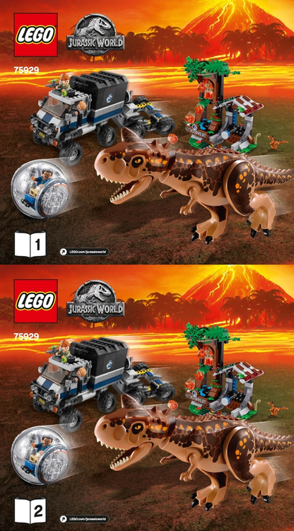 LEGO Jurassic World Carnotaurus Gyrosphere Escape Set #75929 Includes Minifigures and Instructions