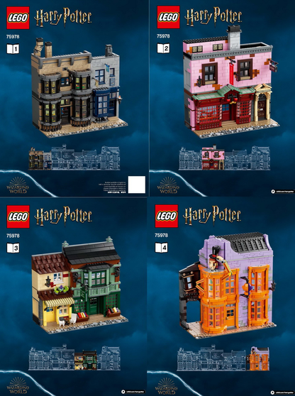 LEGO Harry Potter Diagon Alley Set #75978 As Pictured - Includes Minifigures and Instructions