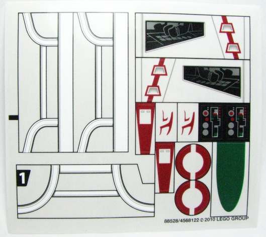 LEGO Star Wars Sticker Sheet from ARC-170 Starfighter Set #8088 (2010)
