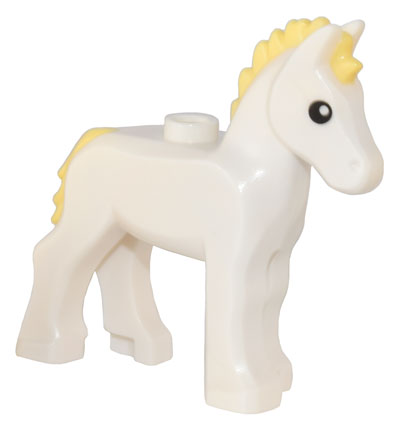 LEGO Friends Animal White Foal / Pony / Baby Horse with Bright Light Yellow Mane and Tail