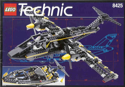 LEGO RARE Vintage Technic Airport Black Hawk Set #8425 includes box, instructions and inside tray!