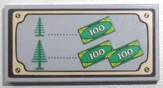LEGO Holiday Tile 2x4 with Trees and Money Sticker from Winter Village Bakery