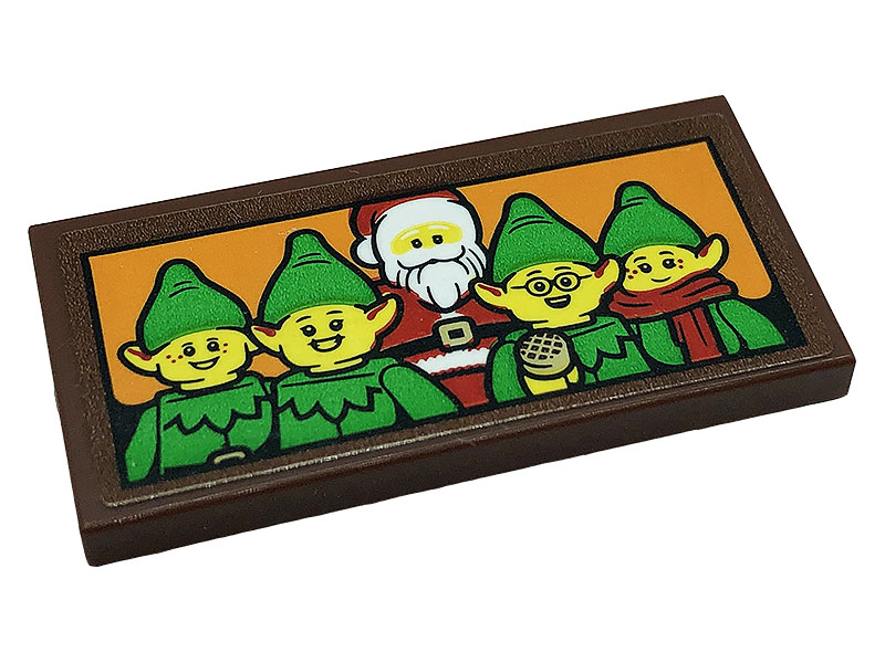 LEGO Creator Tile 2x4 with Elves and Santa Claus Sticker
