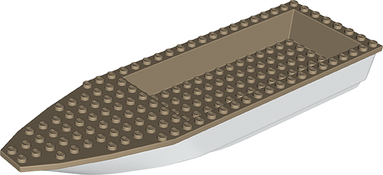 LEGO City Boat Hull 28x8 White / Dark Tan