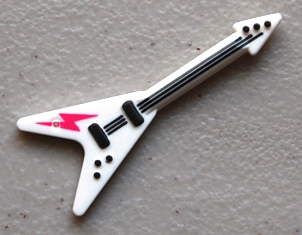 LEGO Electric Guitar 'Flying V' White with Dark Pink Lightning Bolt Pattern