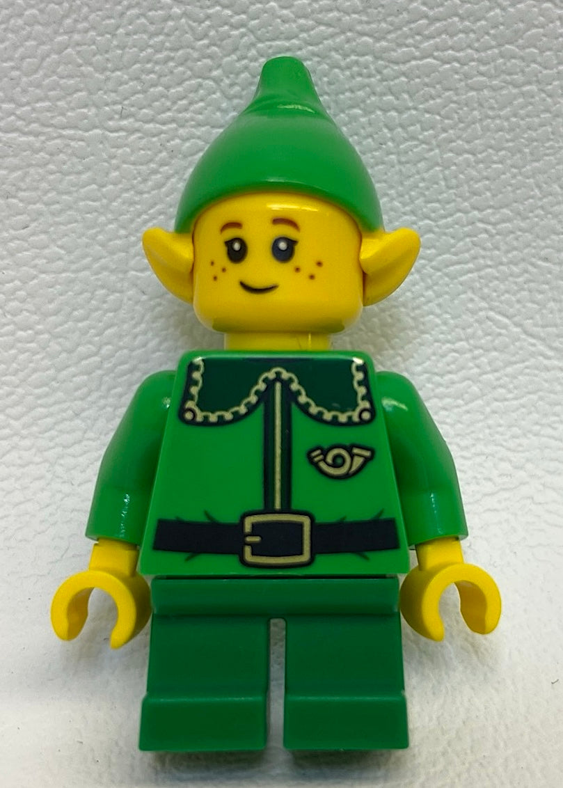 LEGO Winter Village Elf BRAND NEW Minifigure Christmas Holiday (Male with Reddish Brown Eyebrows and Freckles)