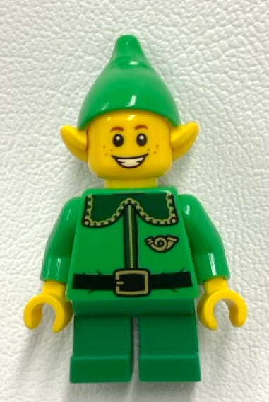 LEGO Winter Village Elf BRAND NEW Minifigure Christmas Holiday (Male with Reddish Brown Freckles and Happy / Worried Face)