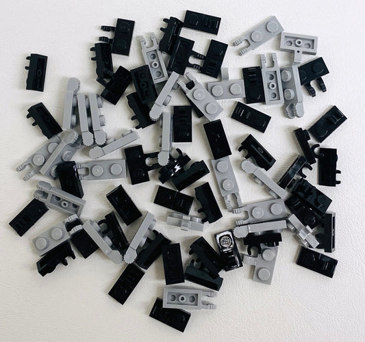 LEGO Modified Plates Fun Pack Mixed 1x2 Plates with Clips or Click Hinges Black / Light Bluish Grey