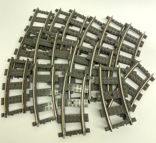 LEGO Trains 9V Curve Track Pack of 16 Dark Grey (Old Shade)