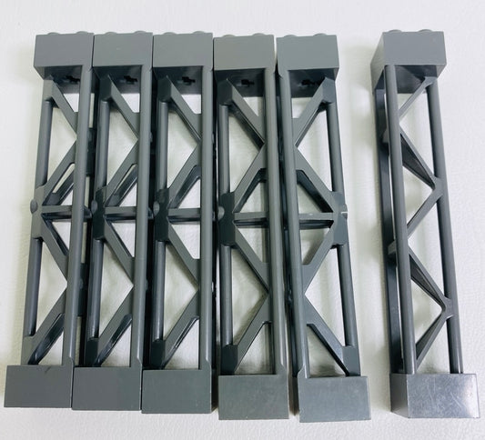LEGO Support 2x2x10 Pack Of 6 Dark Bluish Grey Mixed Types