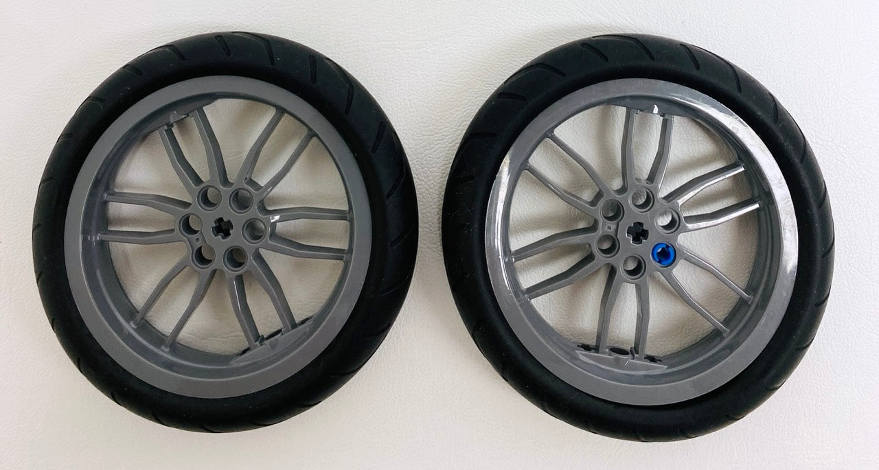 LEGO Technic Motorcycle Tyre 94.2x22 Pack of 2 With Dark Bluish Grey Hub