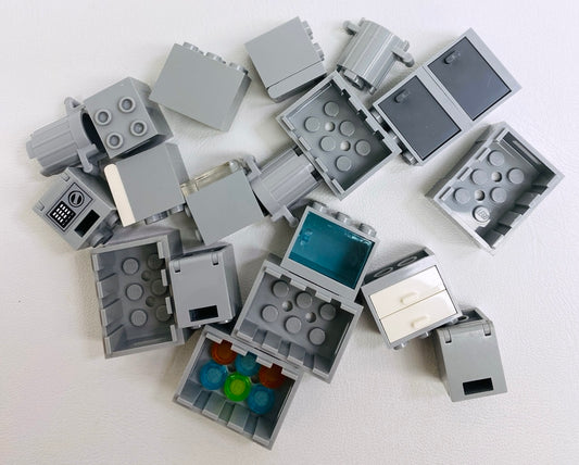 LEGO Light Bluish Grey Containers Fun Pack Bins Crates Cupboards Lockers