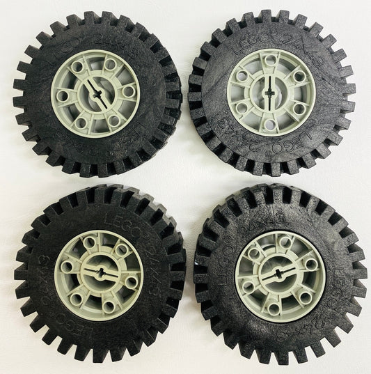 LEGO Technic Vintage Large Tyre Pack of 4 24x43 with Light Grey Hubs (Old Shade)