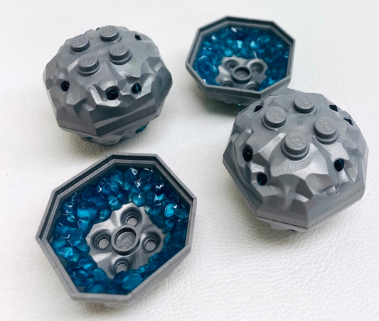 LEGO Flat Silver Rock with Trans Light Blue Crystals Pack of 3