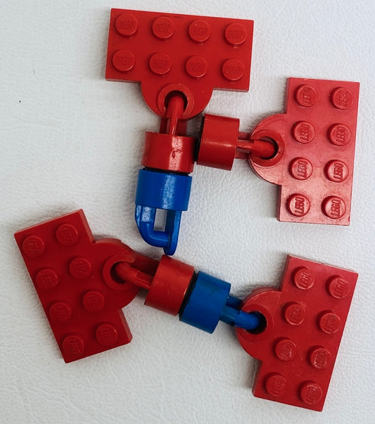 LEGO Trains Vintage Plates with Magnet Couplers Pack of 5 Red / Blue