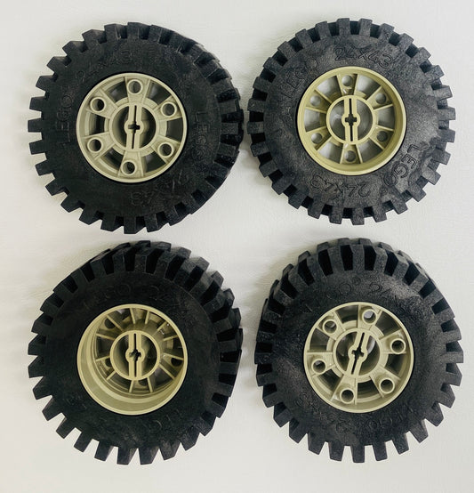 LEGO Technic Vintage Large Tyre Pack of 4 24x43 with Light Grey Hubs (Old Shade)
