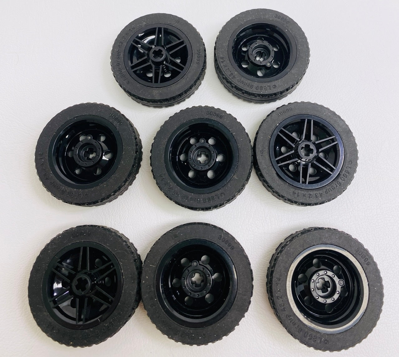LEGO Technic Tyre 43.2x14 Pack of 8 with Black Hubs