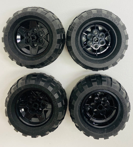 LEGO Technic Tyre 68.7x34R Pack of 4 with Black Hubs