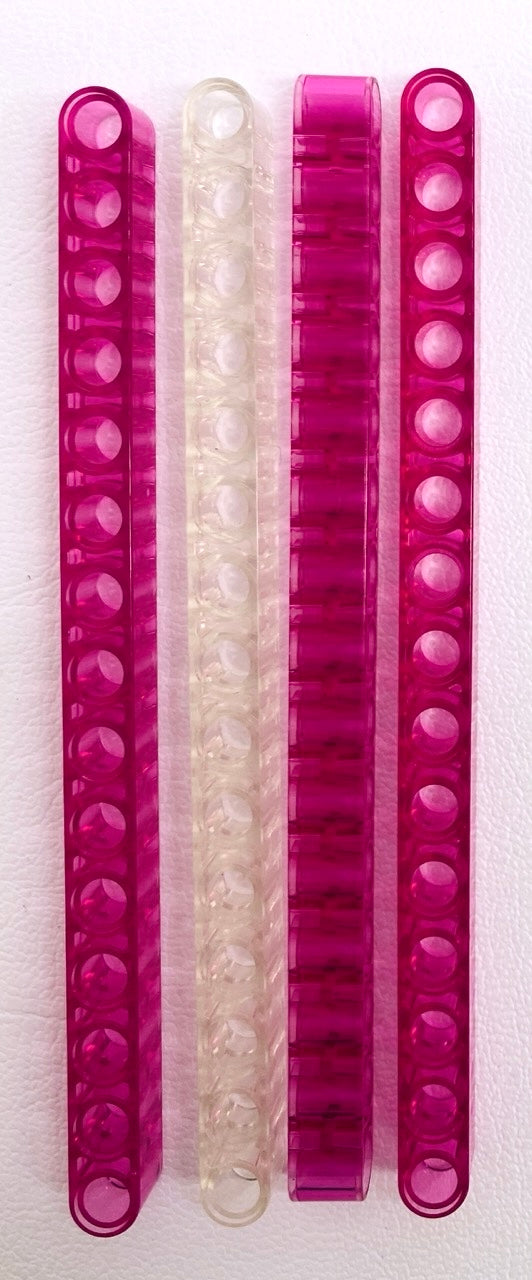 LEGO Technic Liftarm 1x15 Pack of 4 Trans Clear / Trans Dark Pink