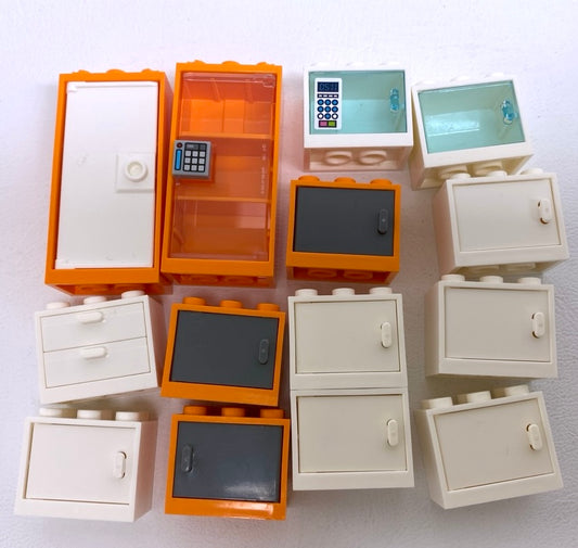 LEGO White / Orange Containers Fun Pack Fridges Cupboards Lockers
