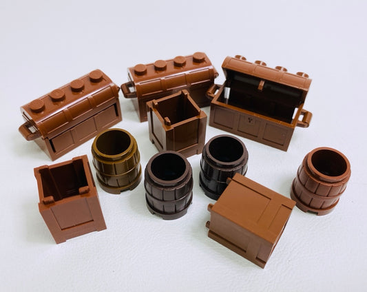 LEGO Shades of Brown Cargo Container Fun Pack Barrels Crates and Treasure Chests