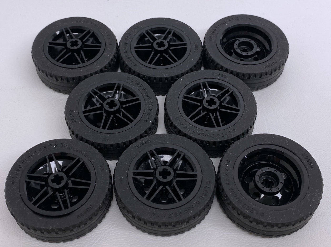 LEGO Technic Tyre 43.2x14 Pack of 8 with Black Hubs