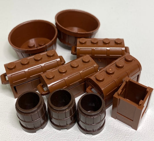 LEGO Shades of Brown Cargo Container Fun Pack Barrels Crates and Treasure Chests