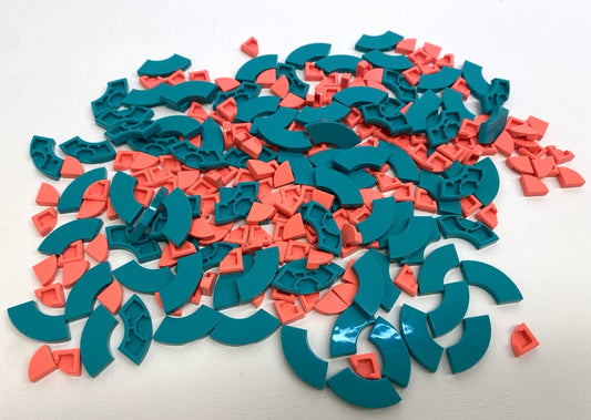 LEGO Curved Tile Mixed Fun Pack Coral / Dark Turquoise
