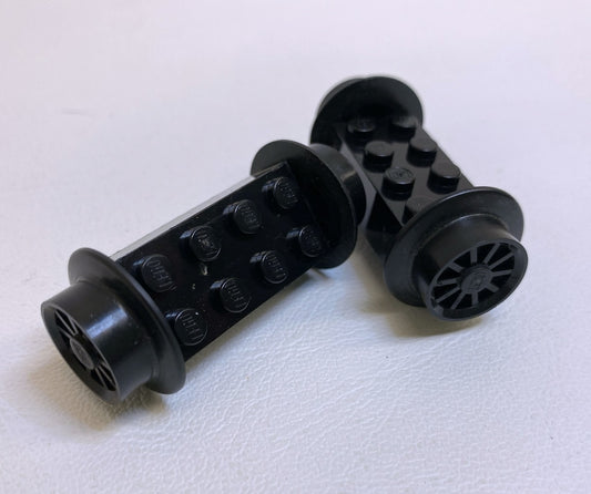 LEGO Trains Vintage Spoked Wheels with Pins and Holder Bricks Pack of 2 Black