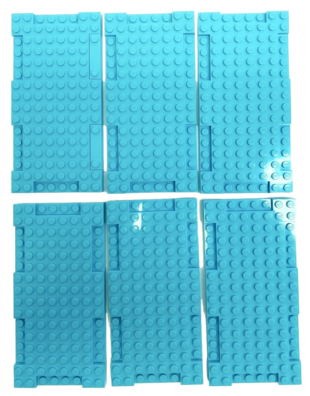 LEGO Brick Modified 8x16x2/3 Pack of 6 Medium Azure