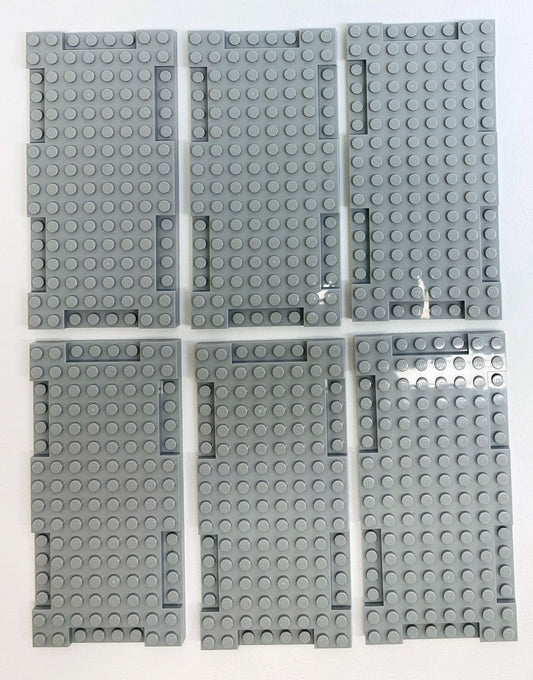 LEGO Brick Modified 8x16x2/3 Pack of 6 Light Bluish Grey