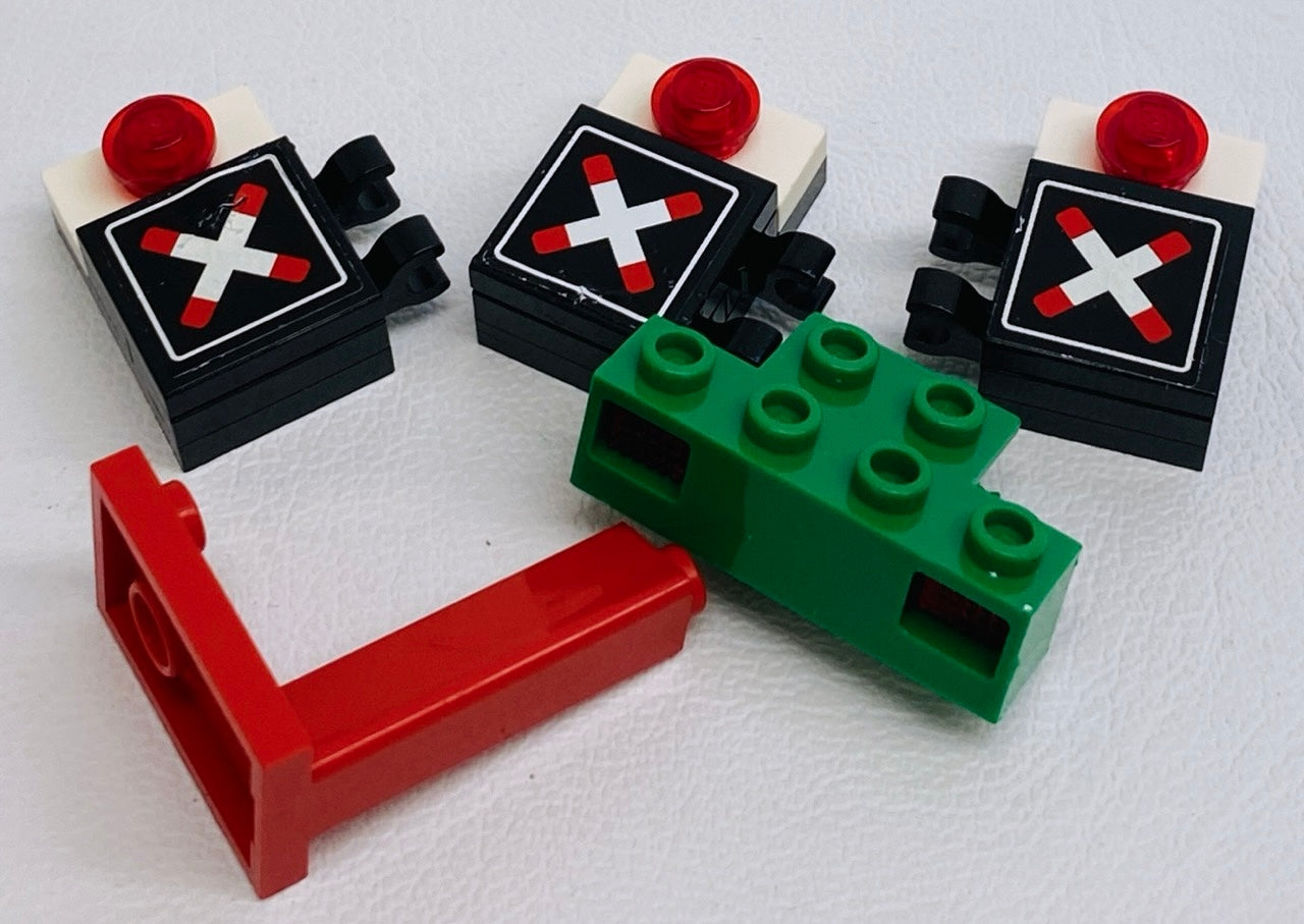LEGO Vintage Train Details Fun Pack - Direction Switch / Crossing Signs / Light Prism and Brick
