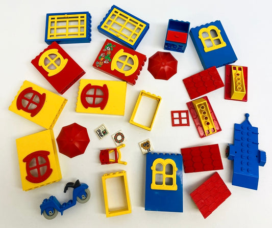 LEGO Vintage Mixed Fun Pack Fabuland / Basic / Freestyle Doors Windows Scooter and More