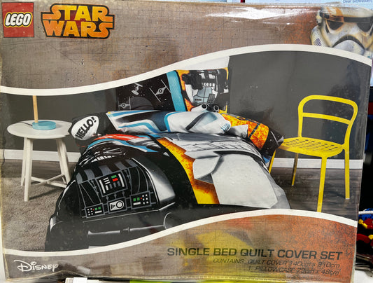 BRAND NEW IN PACKAGING LEGO STAR WARS SINGLE BED QUILT COVER SET circa 2014