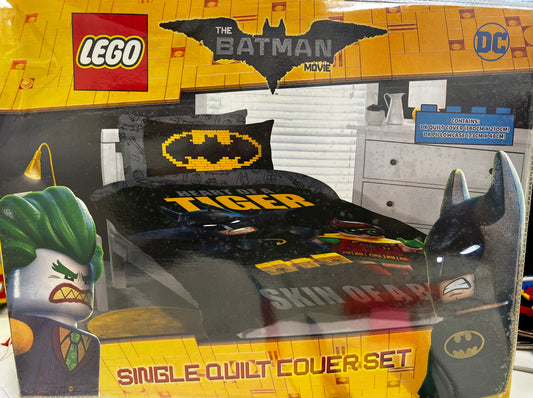 BRAND NEW IN PACKAGING LEGO BATMAN MOVIE SINGLE BED QUILT COVER SET