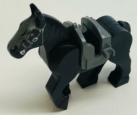 LEGO Lord of the Rings Animal Horse With Movable Legs Black with Pearl Dark Grey Bridle and Dark Bluish Grey Saddle