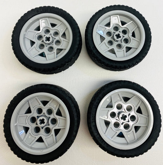 LEGO Technic Tyre 56x28ZR Pack of 4 with Light Bluish Grey Hubs
