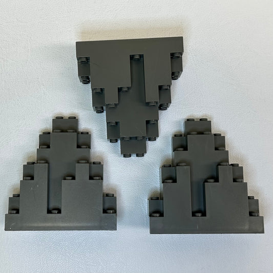 LEGO Dark Grey (Old Shade) Rock Panel 3x8x7 Pack of 3