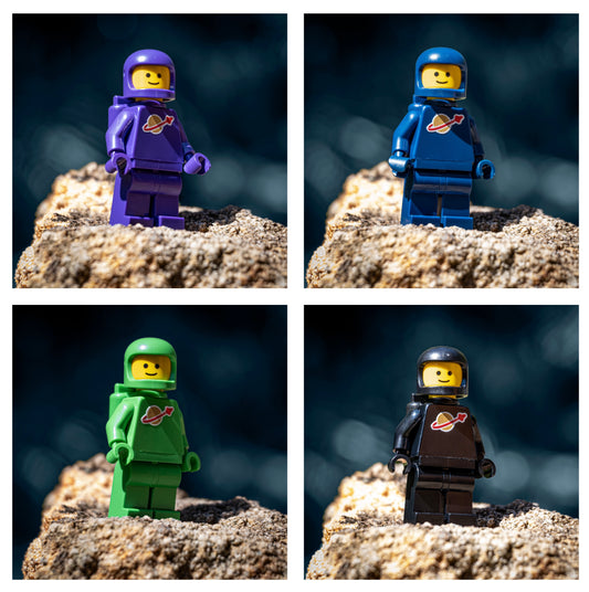 Exclusive Waller Customs SET OF 4 Spacemen UV Printed incl. Air Tanks!  Sold only at BrickResales!