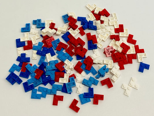 LEGO Corner Plates Fun Pack 2x2 Red White Blue and Medium Blue