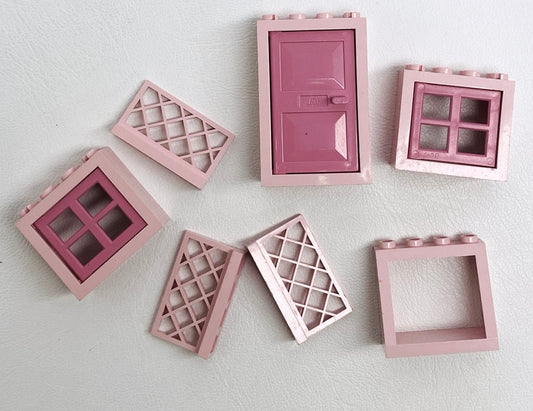 LEGO Vintage Pink Fun Pack Door Windows Fences Rose Pink / Medium Pink