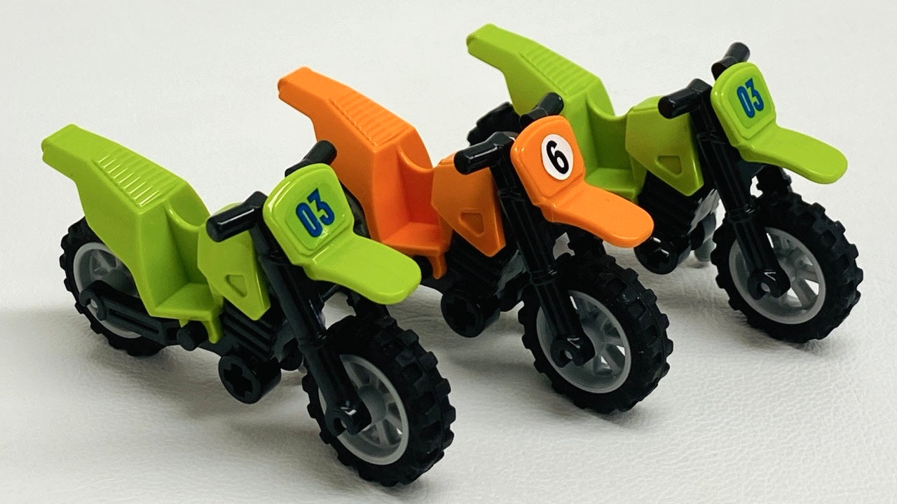 LEGO City Motorcycle / Motorbike Pack Of 3 Dirt Bikes / Trail Bikes Mixed Colours