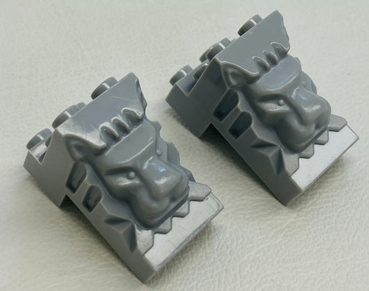 LEGO Castle Brick Modified 2x3x3 Lion Head Pack of 2 Light Bluish Grey