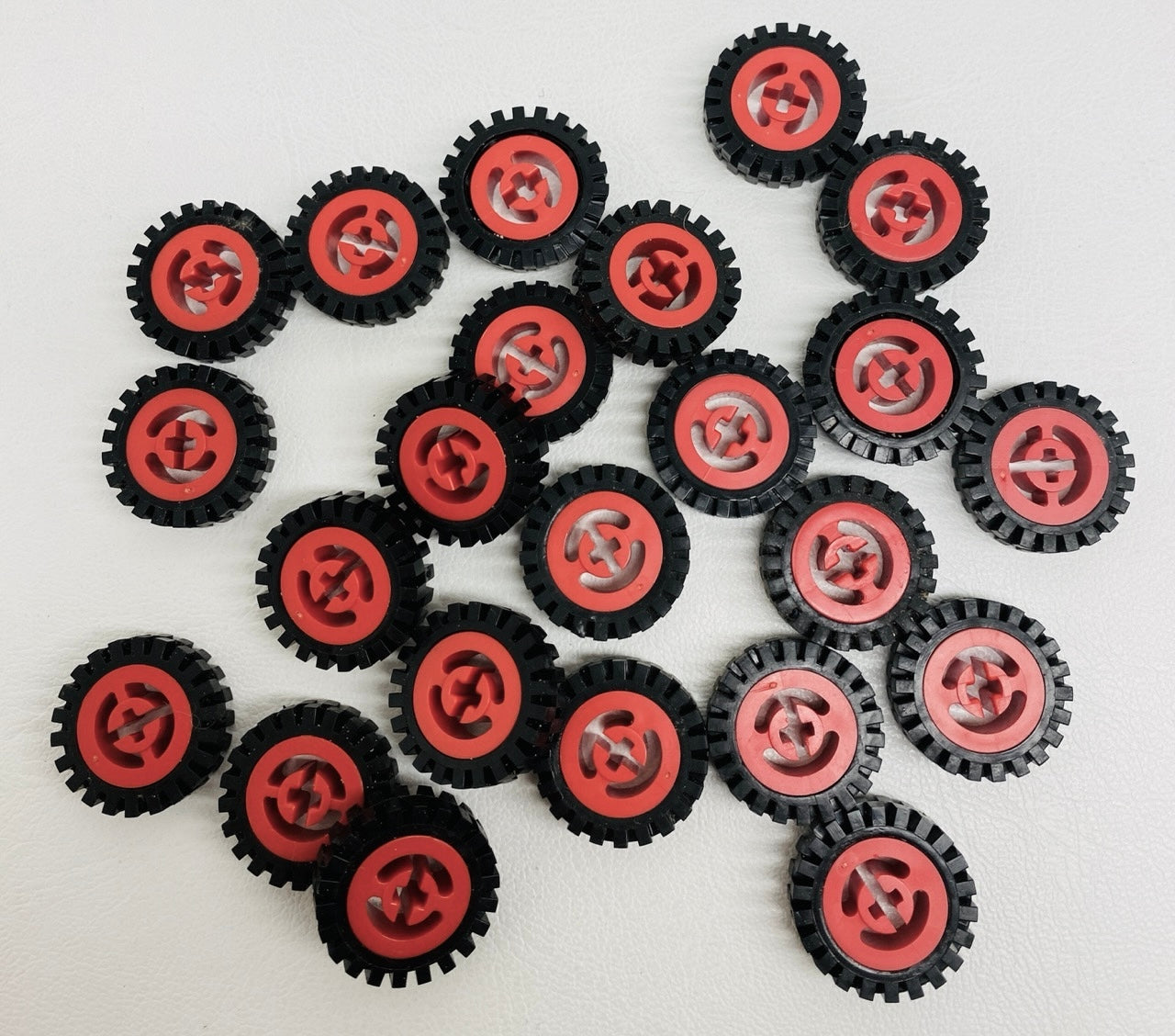 LEGO Vintage Technic Wheel Pack of Approx 22 With Red Hubs