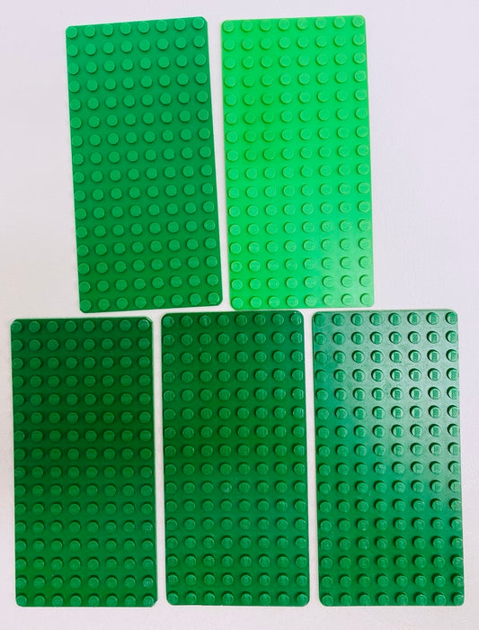 LEGO Baseplate 8x16 Pack of 5 Green / Bright Green
