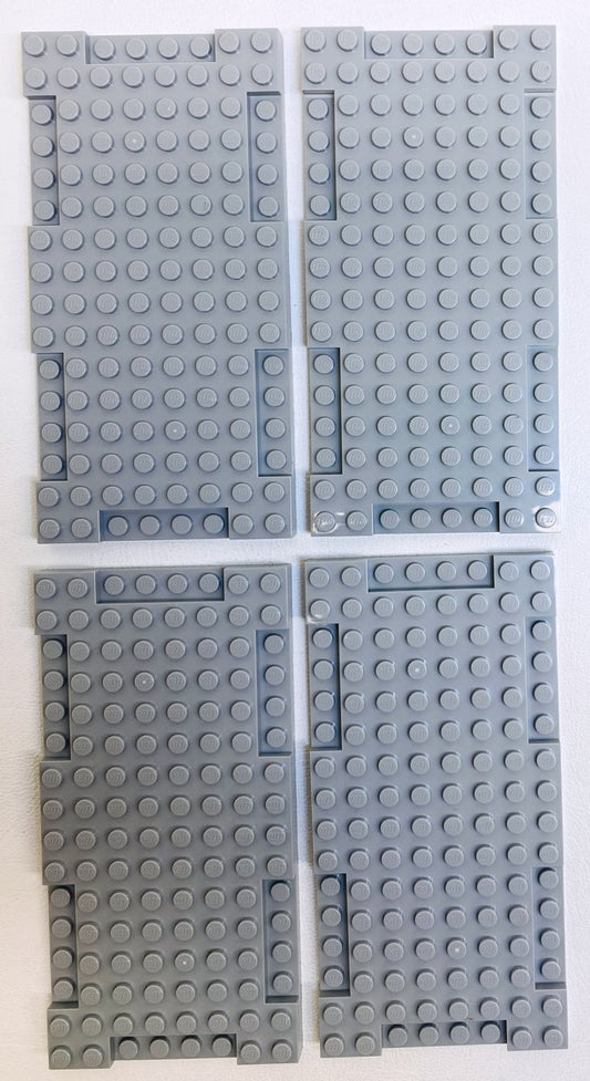 LEGO Brick Modified 8x16x2/3 Pack of 4 Light Bluish Grey