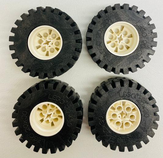 LEGO Technic Vintage Tyre 20x30 Pack of 4 with White Hub