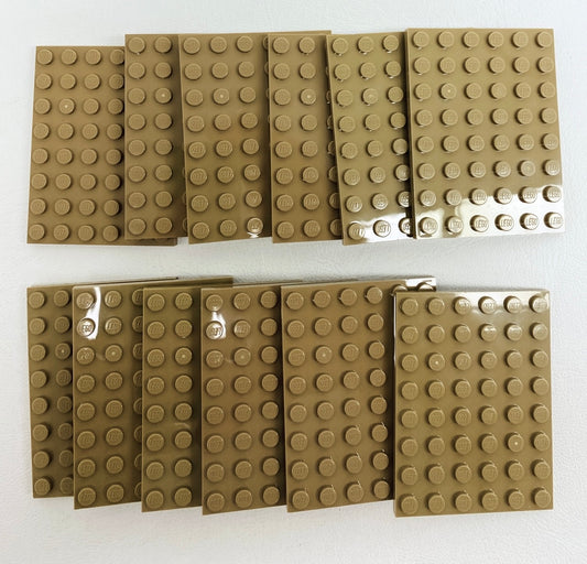 LEGO Dark Tan Plate 6x8 Pack of 12