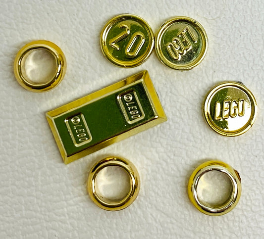 LEGO Chrome Gold Treasure Fun Pack Ingot Rings and Coins